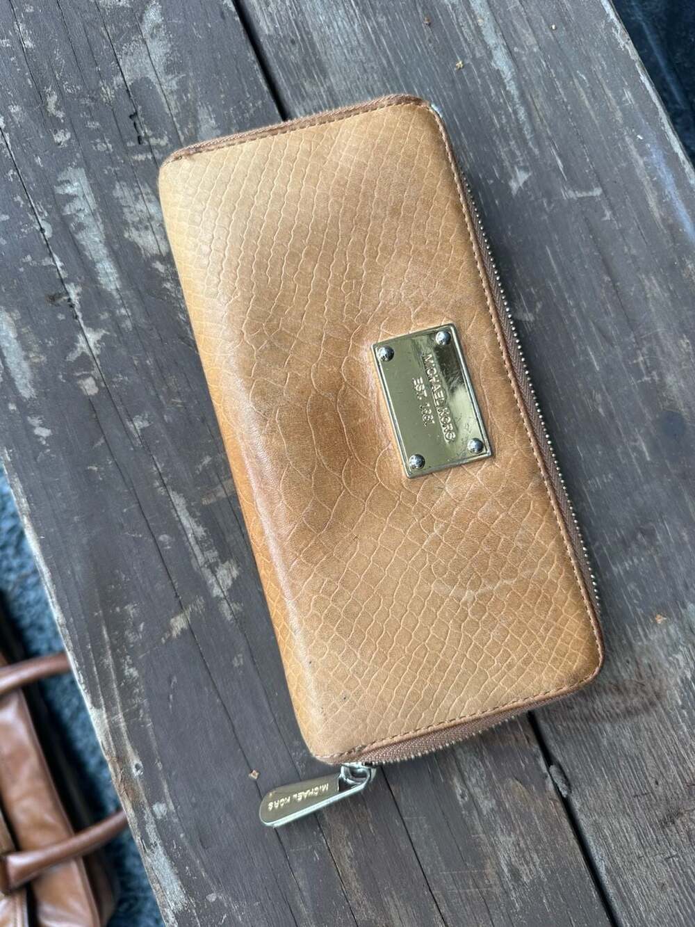 Michael Kors Tan Leather Zip Around Continental Wallet